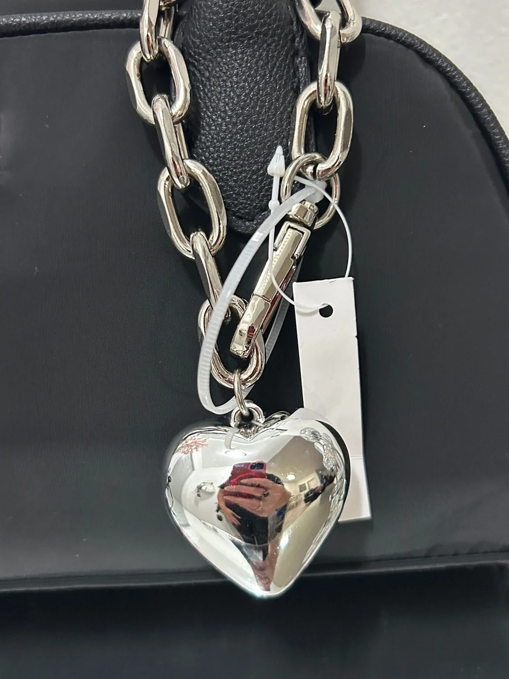 Madden NYC Black East West Bowler Bag Heart Charm NWT Crossbody Satchel